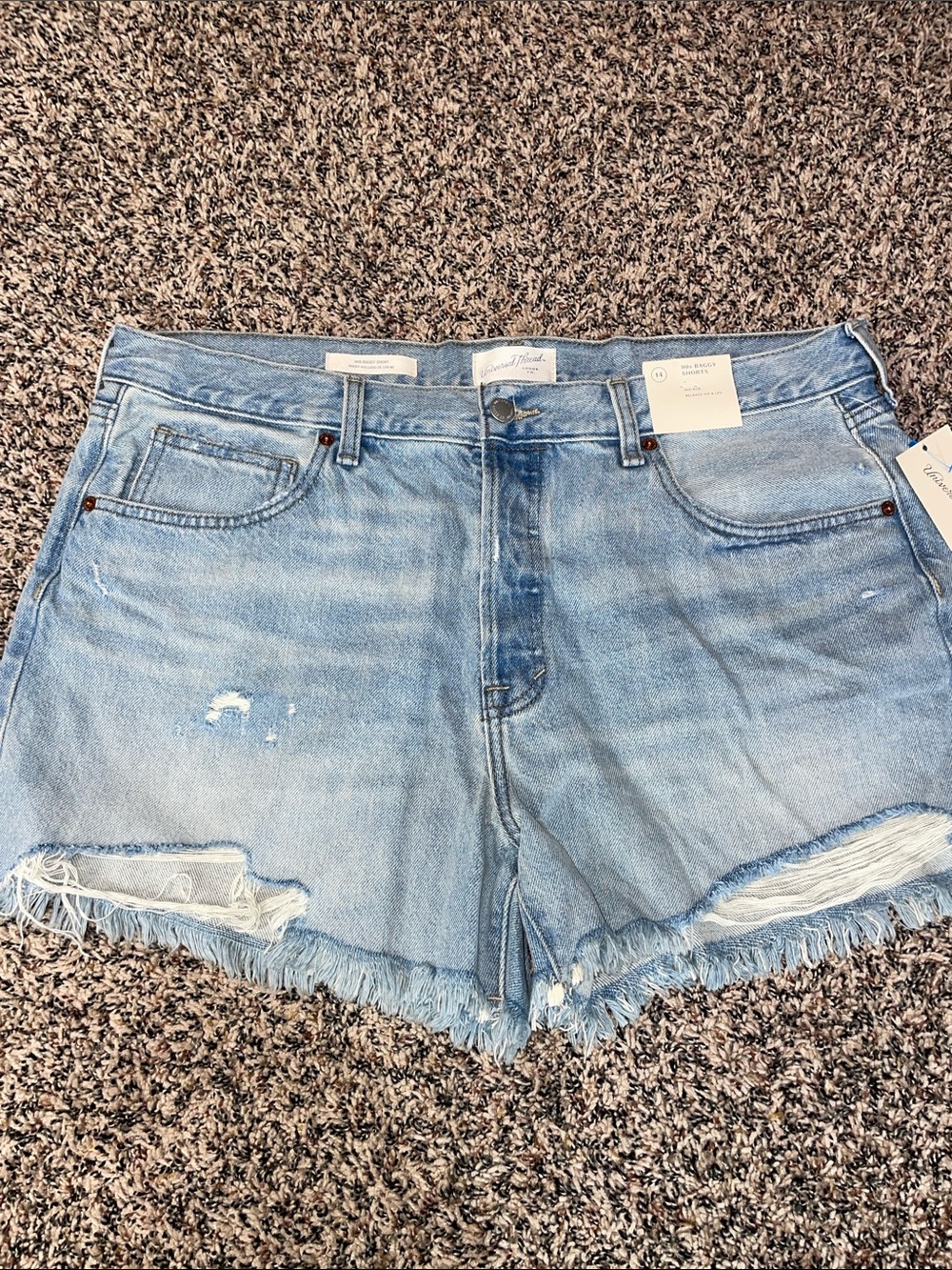 Universal Thread Light Blue Distressed Frayed Hem Denim Shorts Woman’s 14 NWT